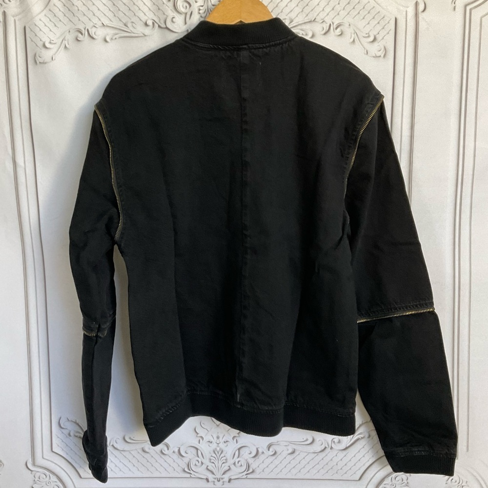 Sandrine Rose FREE PEOPLE Zip Bomber Black Denim Jacket Women’s Size Medium New - Picture 5 of 7